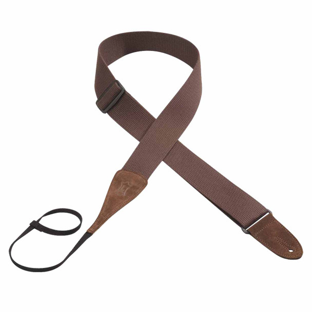 Levys Cotton & Suede Series 2" Wide Guitar Strap - Brown