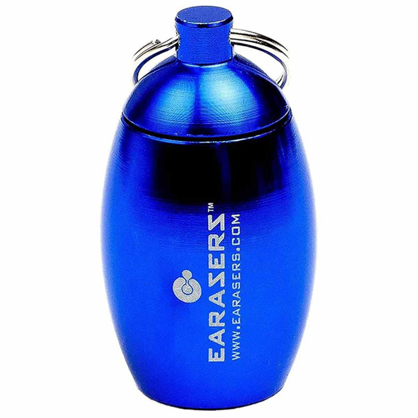 EARasers Earplugs Keychain Carrying Case - Aluminum Waterproof Ear Plugs and Pills Holder (Various Colors)