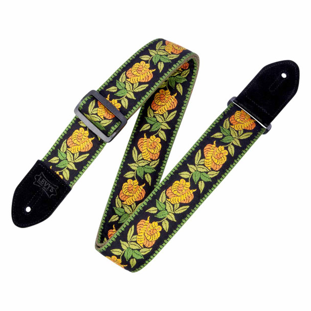 Levys Cotton Floral Series Guitar Strap - Yellow