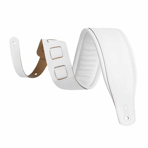 Levys 3 inch Wide Top Grain Leather Guitar Straps - White