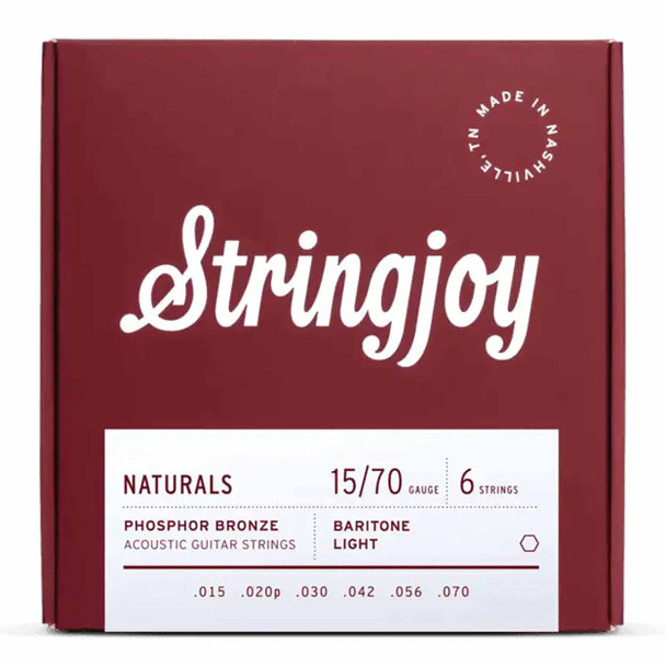 Stringjoy Naturals 8 String Baritone Gauge (15-70) Phosphor Bronze Acoustic Guitar Strings