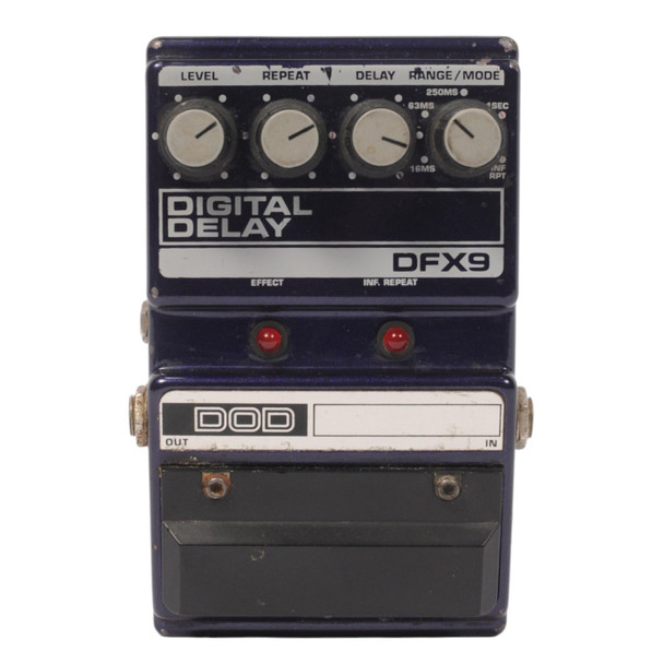 Front of DOD DFX9 Digital Delay Effects Pedal Used