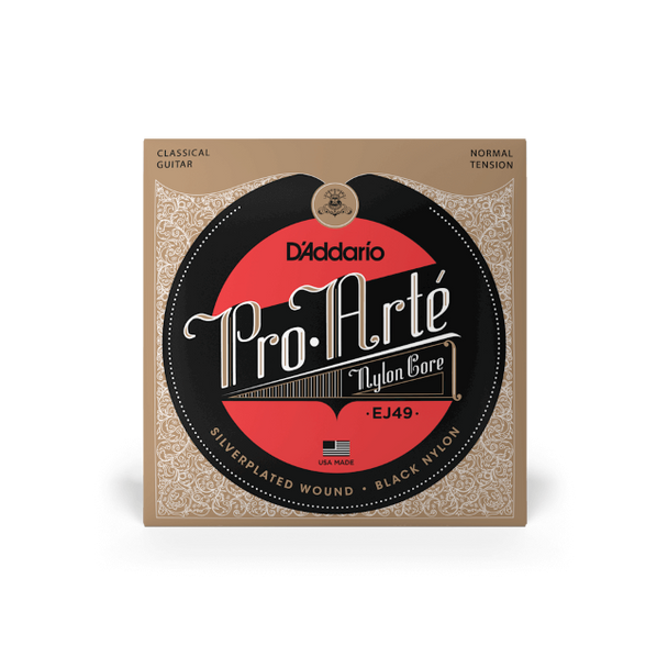 D'Addario EJ49 Pro-Arte Black Nylon Classical Guitar Strings, Normal Tension