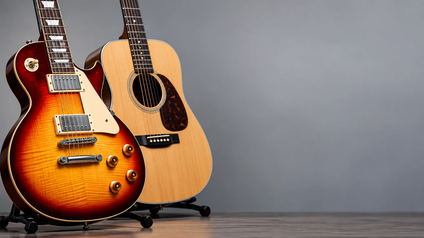 Electric and acoustic guitars