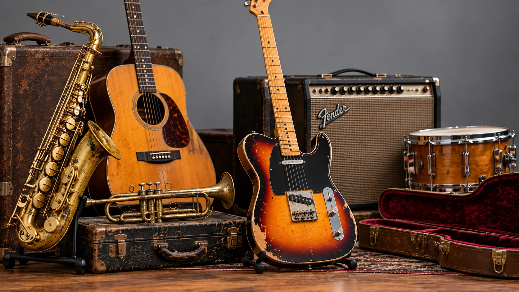 Selection of used and vintage musical equipment