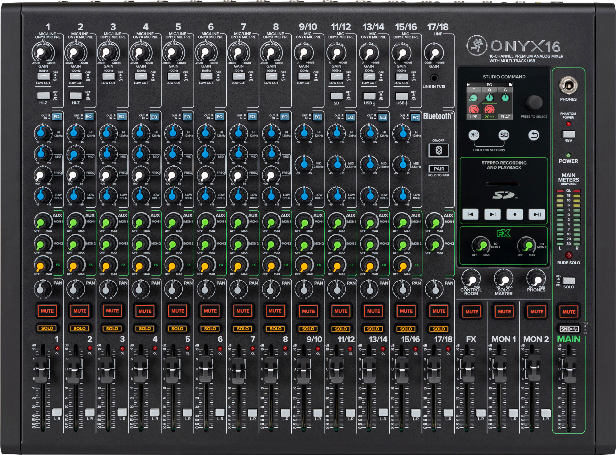 16-Channel Premium Analog Mixer with Multi-Track USB - The Music Den