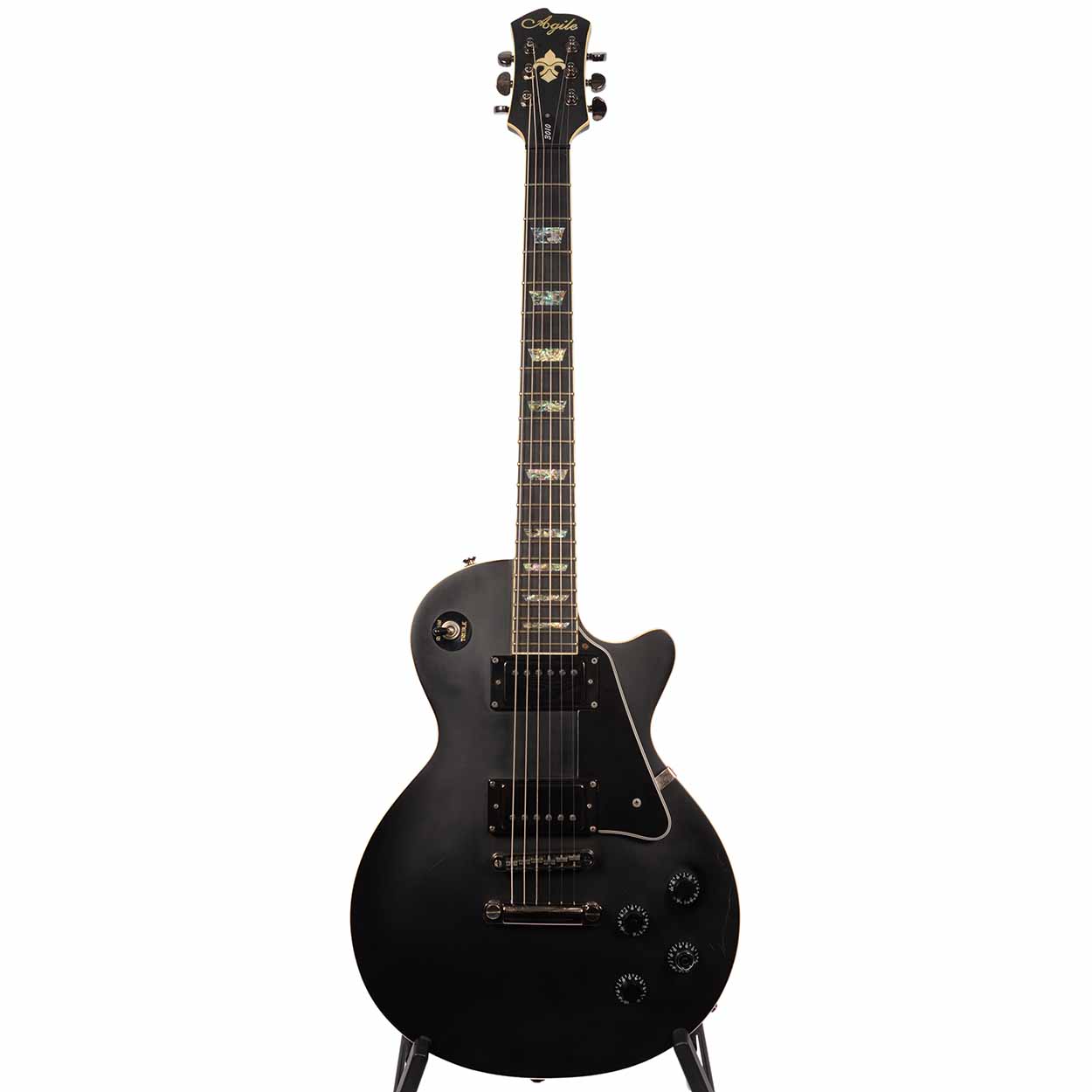 Used Agile 3010 Electric Guitar Les Paul Copy Satin Black - The