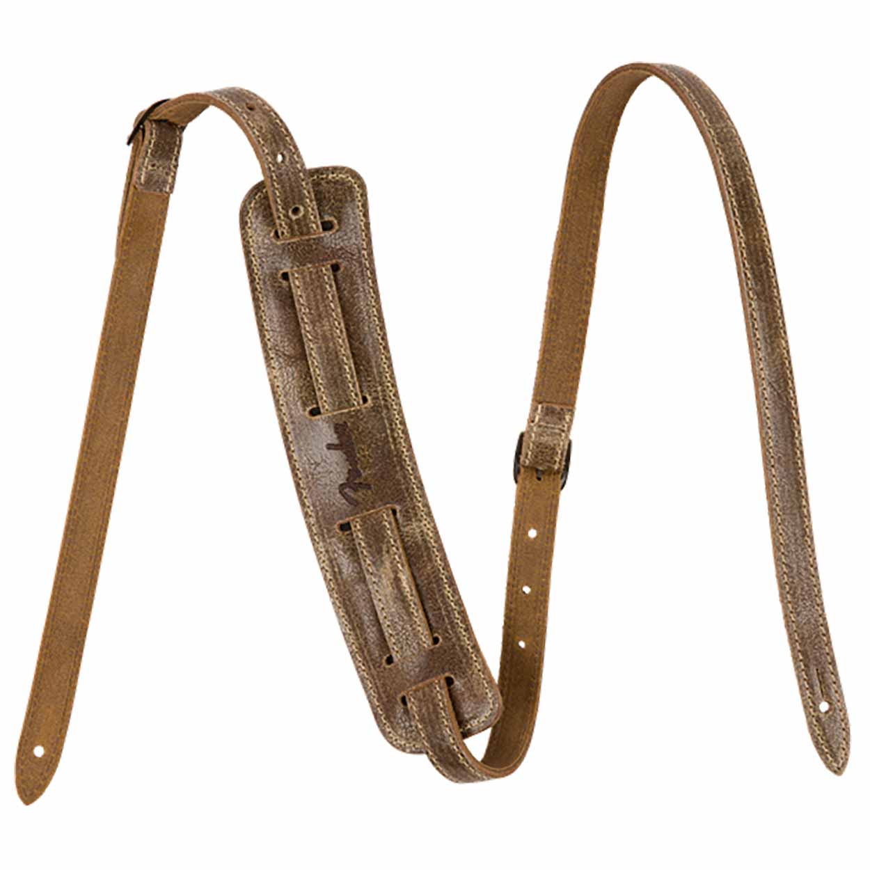 Fender® Vintage-Style Distressed Leather Strap - Brown - The  display picture 1
