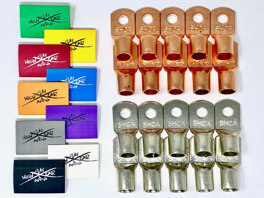 Sky High 10-Pack 1/0 Gauge Copper Ring Terminals - With Heat