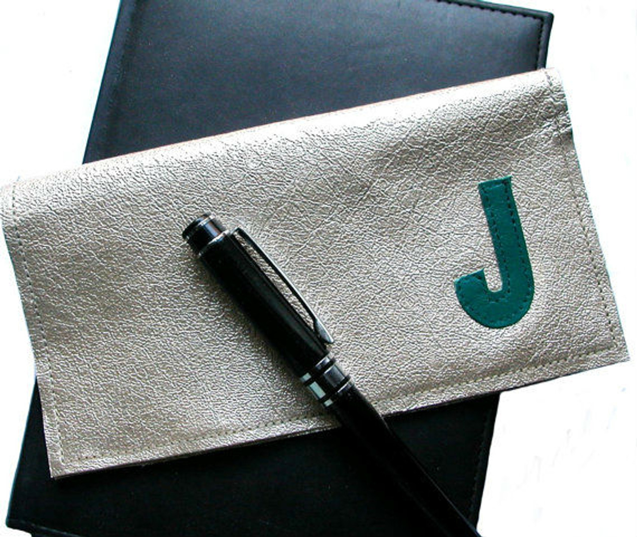 Berri Personalized Initial Leather Checkbook Covers