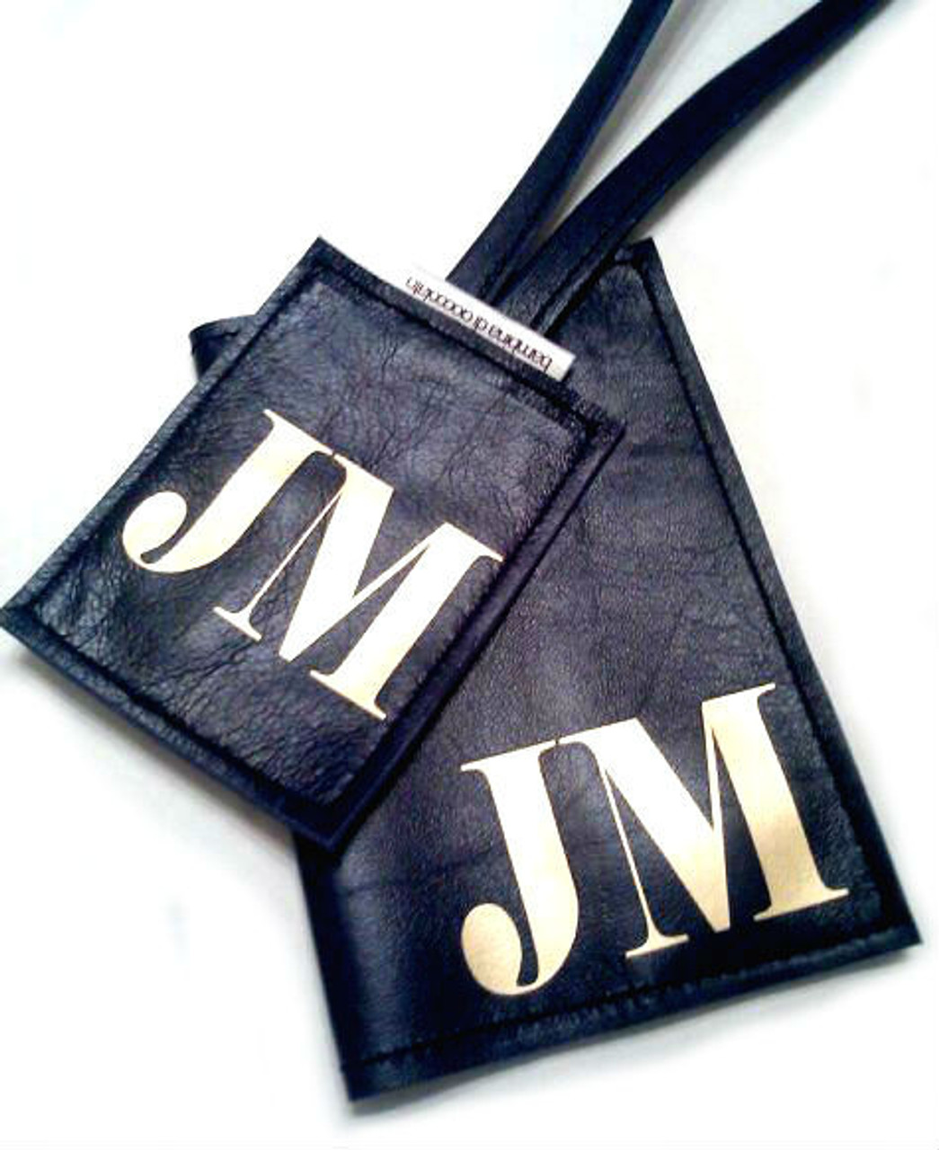 Personalized Monogrammed Leather Passport Cover Holder and Luggage Tag