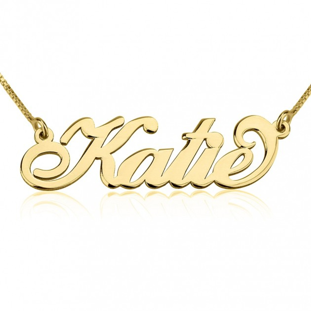 Personalized Name Carrie Necklace 24k Gold Plated