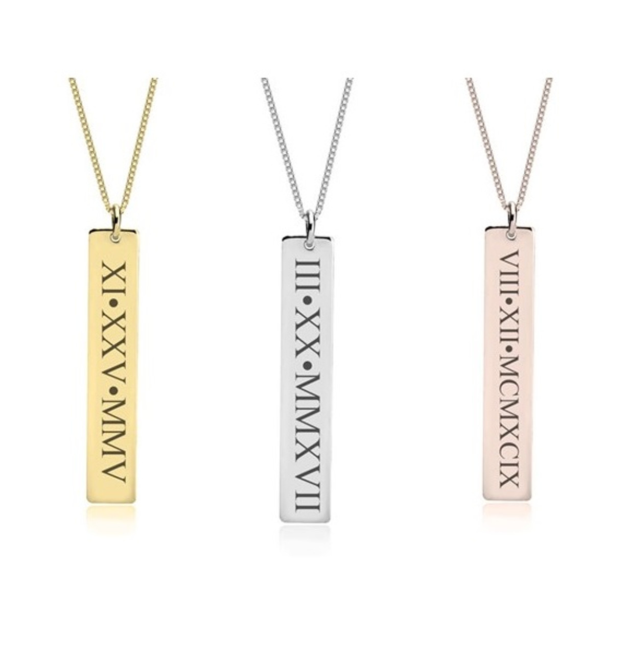 Personalized vertical Bar Necklace - Gold Plated - SETT&Co