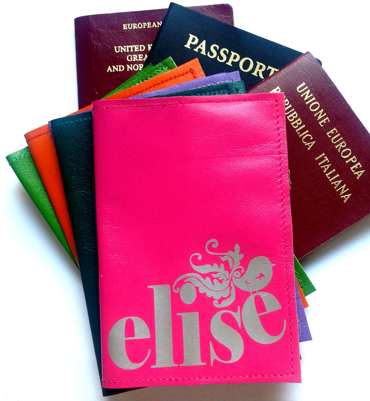 Personalized Passport Holder with Initials (Pink
