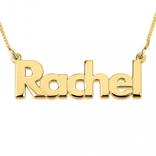  Bold Lowercase Name Personalized Necklace - 24K Gold Plated