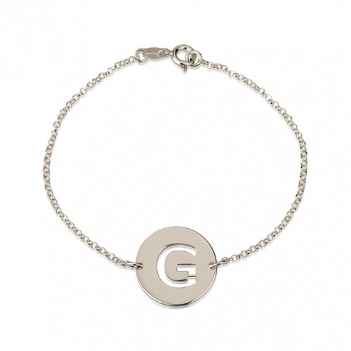 Sterling Silver Personalized Cut Out Initial Disc Bracelet 