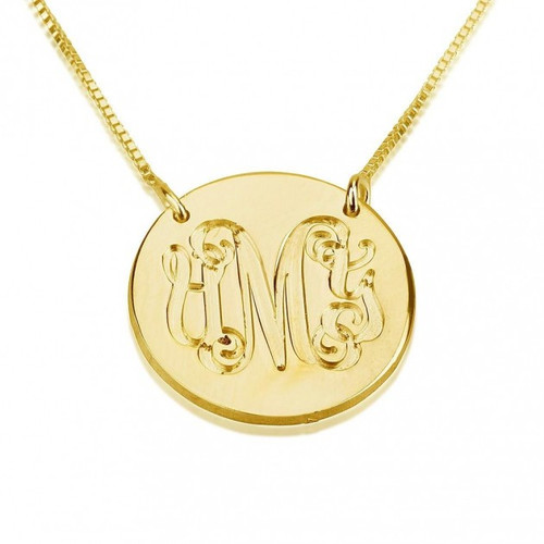 Monogram Medallion Pendant Necklace - 24K Gold Plated