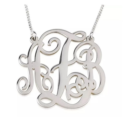 Sterling Silver Script Monogram Necklace