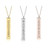 Personalized Vertical Cut Out Roman Numeral Bar Necklace - Gold Plated, Silver, Rose Gold