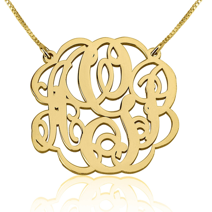 18k Gold Plated Script Monogram Necklace