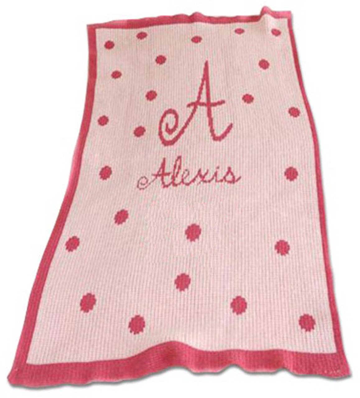 Large Polka Dot Monogram Personalized Stroller Blanket or Baby Blanket Crib 36 x 53