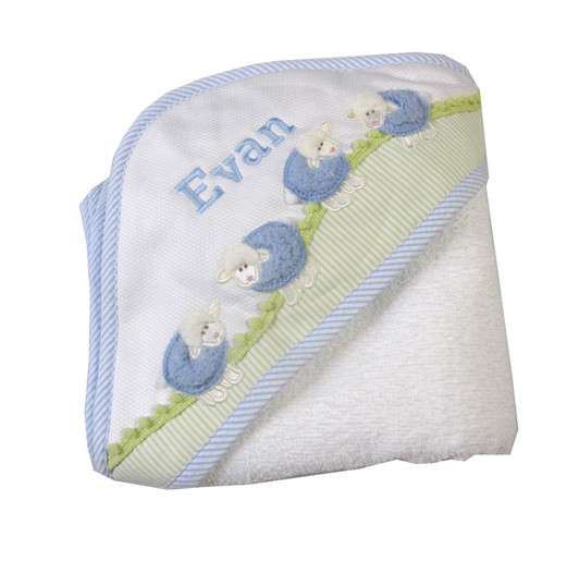 3 Marthas Personalized Hooded Baby Towel - Blue Lamb