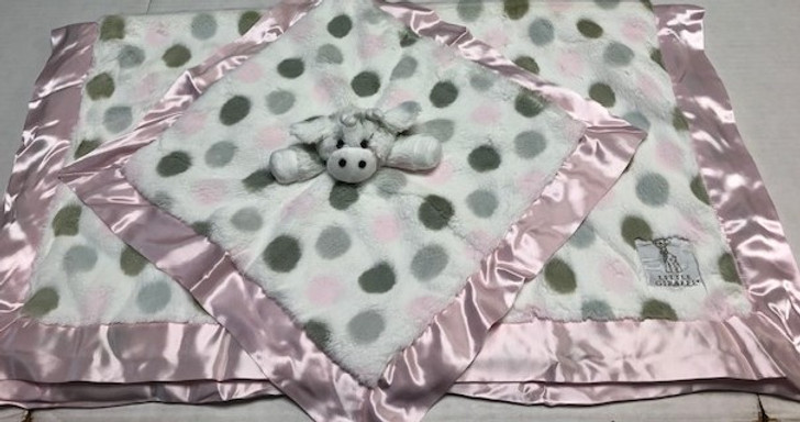 Luxe Dot Blankets in Pink - Personalized Little Giraffe Blanket & Blankie