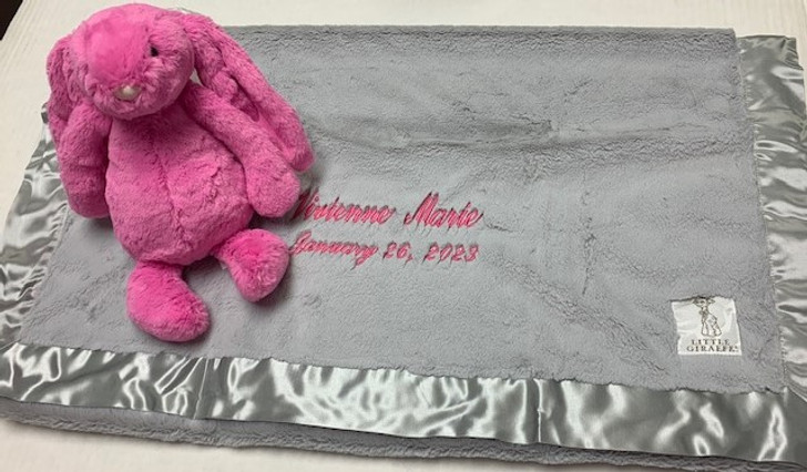 Personalized Baby Blanket Gift - Luxury Blanket in Pink & Bunny