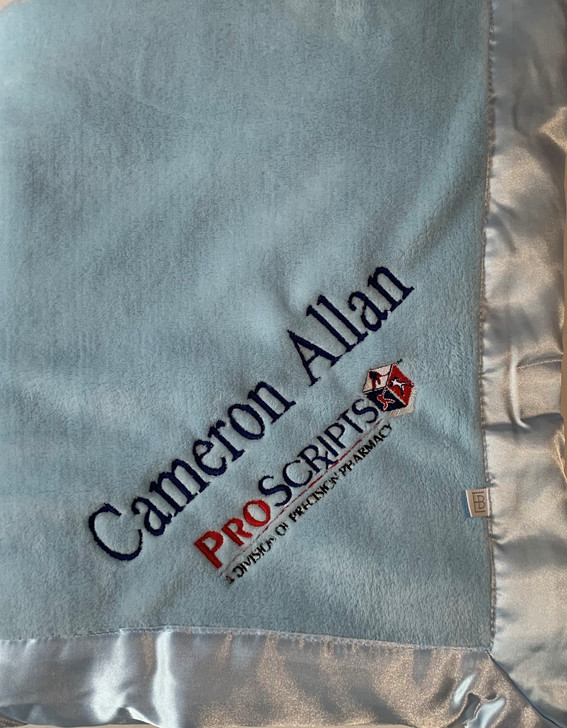 Personalized Corporate Baby Gift - Logo Blue Baby Blanket