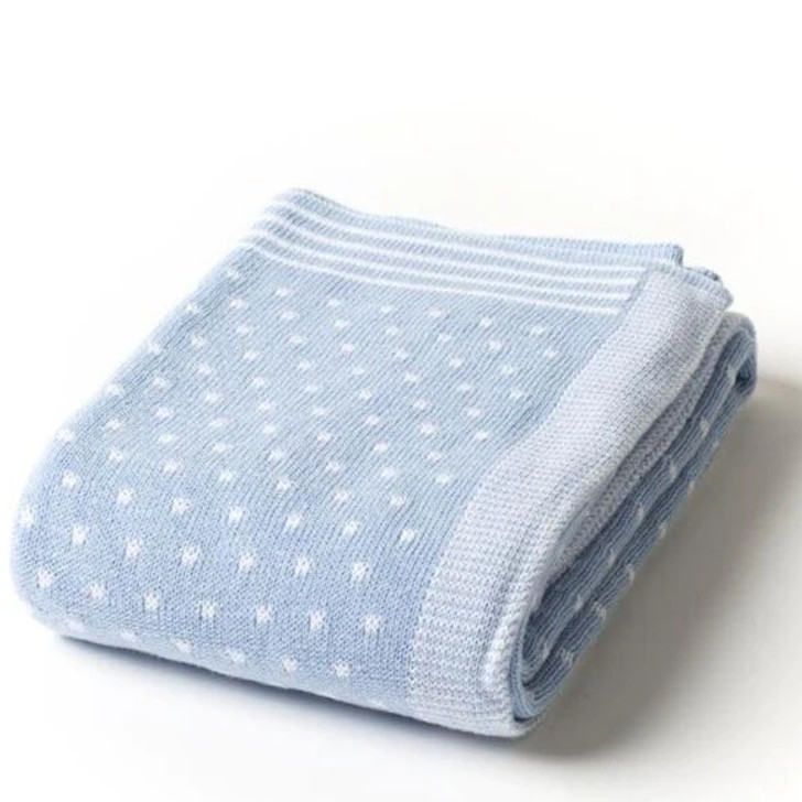  Blue Pindot Baby Blanket -  Cotton Baby Blankets