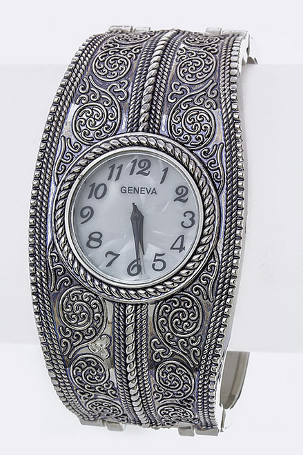 Beautiful Pattern Fashion Bangle Inspired
Open End Cuff Watch
Width - 1.35"