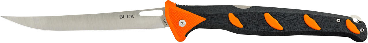 Buck 148 Hookset 6 Inch Folding Fresh Water Filet Knife Orange/Gray Handle  - 0148ORS - American Flags & Cutlery