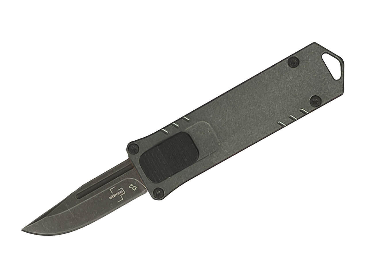 Boker Plus USB OTF Automatic Knife Black D2 Blade, Gray Aluminum Handles -  06EX276 - American Flags & Cutlery