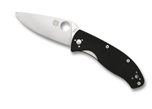 Spyderco Tenacious Plain Blade, Black G10 Handle, Folding Knife - C122GP Spyderco Tenacious Plain Blade, Black G10 Handle, Folding Knife - C122GP