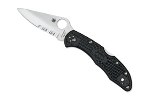 Spyderco Delica 4 Combo Blade, Black FRN Handles Folding Knife - C11PSBK Spyderco Delica 4 Combo Blade, Black FRN Handles Folding Knife - C11PSBK