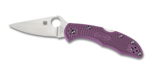Spyderco Delica 4 VG10 Plain Blade, Purple FRN Handles - C11FPPR Spyderco Delica 4 VG10 Plain Blade, Purple FRN Handles - C11FPPR
