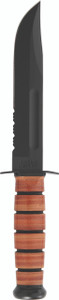 KA-BAR 1218 USMC Fighting Knife 1095 Cro-Van Combo Blade, Leather Handle KA-BAR 1218 USMC Fighting Knife 1095 Cro-Van Combo Blade, Leather Handle