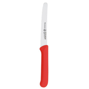 Messermeister Petite Messer 4.5 Inch Serrated Tomato Knife with Matting Sheath Red - 106/R Messermeister Petite Messer 4.5 Inch Serrated Tomato Knife with Matting Sheath Red - 106/R