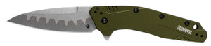 Kershaw 1812OLCB Divided Assisted Flipper Knife Composite Bead Blasted Blade, Olive Aluminum Handles Kershaw 1812OLCB Divided Assisted Flipper Knife Composite Bead Blasted Blade, Olive Aluminum Handles
