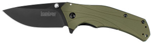Kershaw 1870OLBLK Knockout Assisted Flipper Knife Olive Drab Aluminum Handles, Black Plain Blade Kershaw 1870OLBLK Knockout Assisted Flipper Knife Olive Drab Aluminum Handles, Black Plain Blade