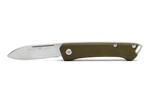 Buck Knives Buck 250 Saunter Slipjoint Folding Knife 154CM Drop Point Blade, Green Micarta Handles - 0250GRS Buck Knives Buck 250 Saunter Slipjoint Folding Knife 154CM Drop Point Blade, Green Micarta Handles - 0250GRS