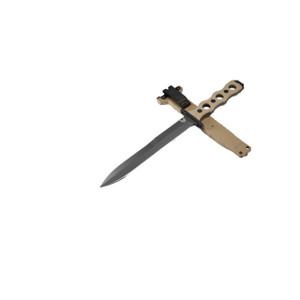Benchmade 185BK-1 SOCP Fixed Blade Knife CPM-3V Black Double Edge Dagger, Desert Tan G10 Handles Benchmade 185BK-1 SOCP Fixed Blade Knife CPM-3V Black Double Edge Dagger, Desert Tan G10 Handles