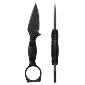  Toor Knives Viper Outlaw Fixed Blade Knife, D2 Black Drop Point, Black Ebony Wood Handles 