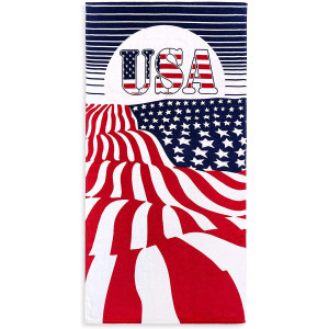 A to Z Towles 30" X 60" USA Sun & Flag Velour Beach Towel 100% Cotton A to Z Towles 30" X 60" USA Sun & Flag Velour Beach Towel 100% Cotton