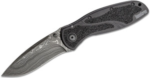 Kershaw 1670BLKDAM Blur Assisted Folding Knife Damascus Blade, Black Aluminum Handle Kershaw 1670BLKDAM Blur Assisted Folding Knife Damascus Blade, Black Aluminum Handle