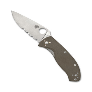 Spyderco Tenacious Folding Knife CPM-M4 Combo Blade, Brown G10 Handles