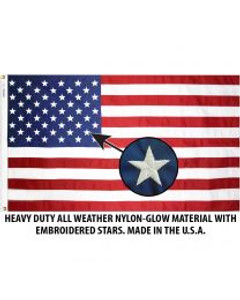 Eagle Emblems Flag / Annin - USA 3ft. x 5ft. Outdoor Nylon-Glow Flag, H&G