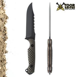 Toor Knives Crewman  Allied Fixed Blade CPM-Cruwear Blade, Green Linen Micarta Handle Toor Knives Crewman  Allied Fixed Blade CPM-Cruwear Blade, Green Linen Micarta Handle