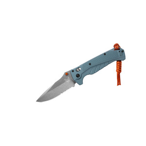 Benchmade 18060S Adira Folding Knife CPM-MagnaCut Stonewashed Combo Blade, Depth Blue Grivory Handles Benchmade 18060S Adira Folding Knife CPM-MagnaCut Stonewashed Combo Blade, Depth Blue Grivory Handles