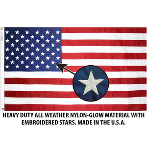 Eagle Emblems Flag / Annin - USA 4ft. x 6ft. Outdoor Nylon-Glow Flag, H&G